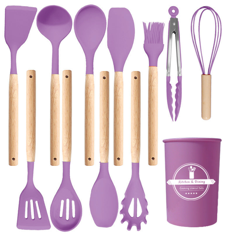 Wooden Handle Silicone Kitchen Utensil Set