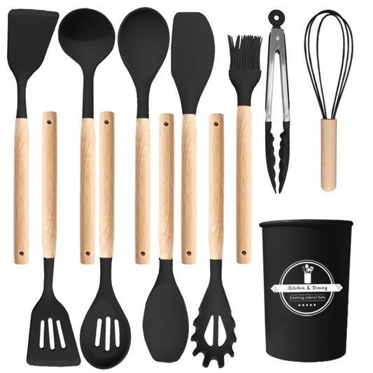 Wooden Handle Silicone Kitchen Utensil Set