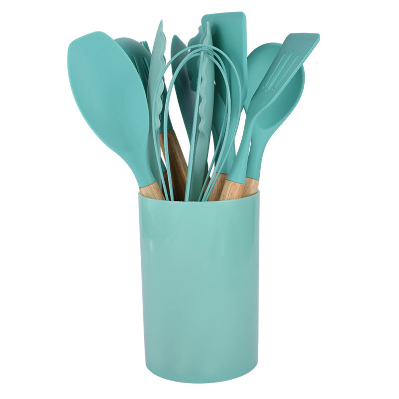 Wooden Handle Silicone Kitchen Utensil Set