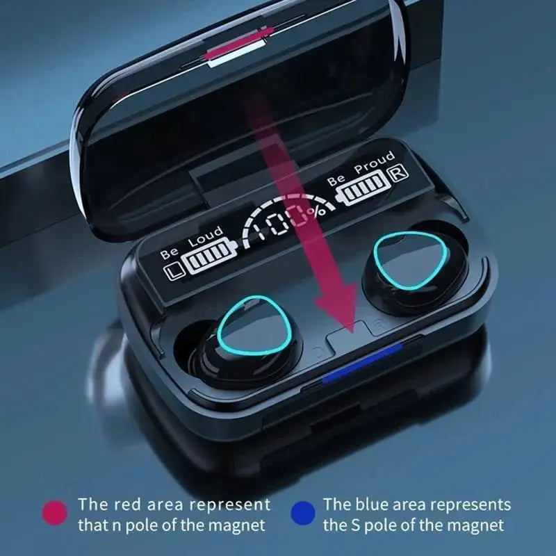 9D hilfi sound black LED dispay EAEBUDS 2000mAh power bank