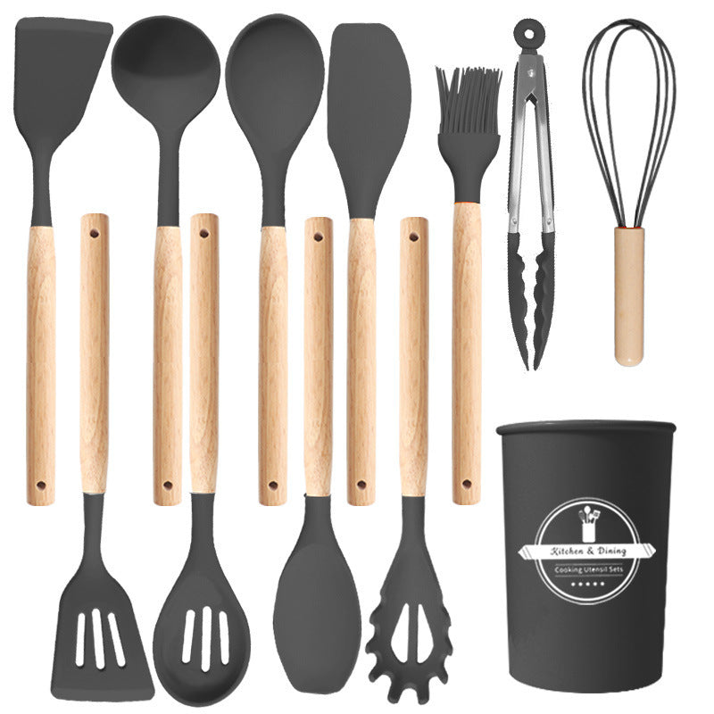 Wooden Handle Silicone Kitchen Utensil Set