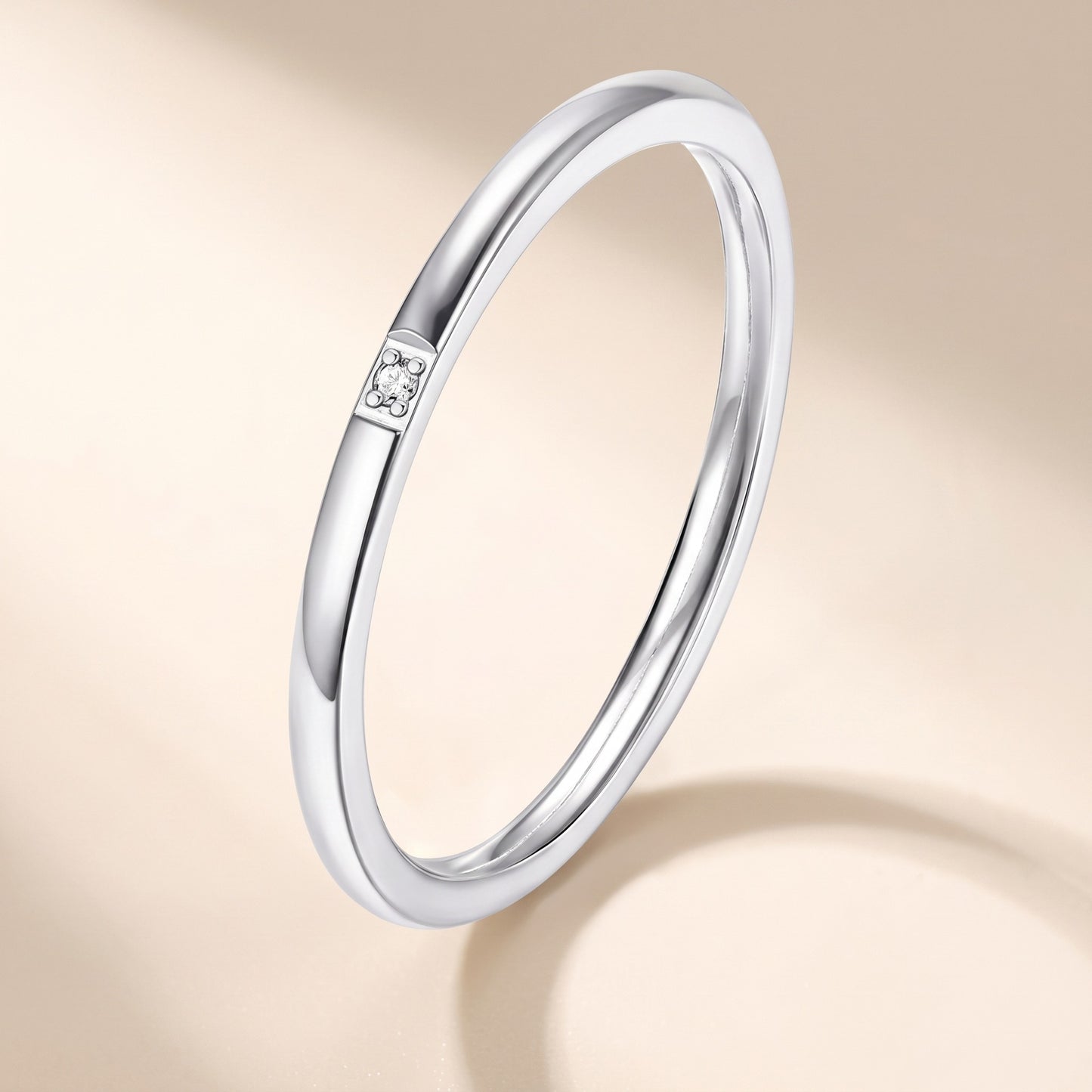 Stainless steel ring with diamonds, titanium steel ring