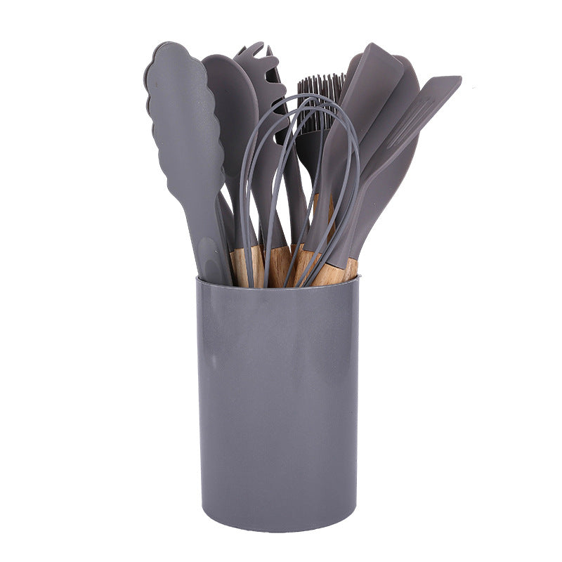 Wooden Handle Silicone Kitchen Utensil Set