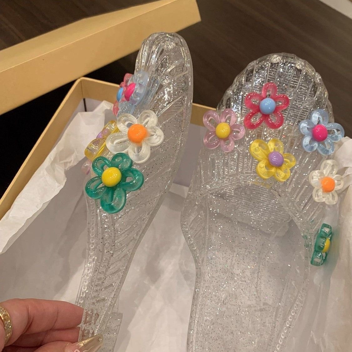 Crystal Flat Sandals for Women