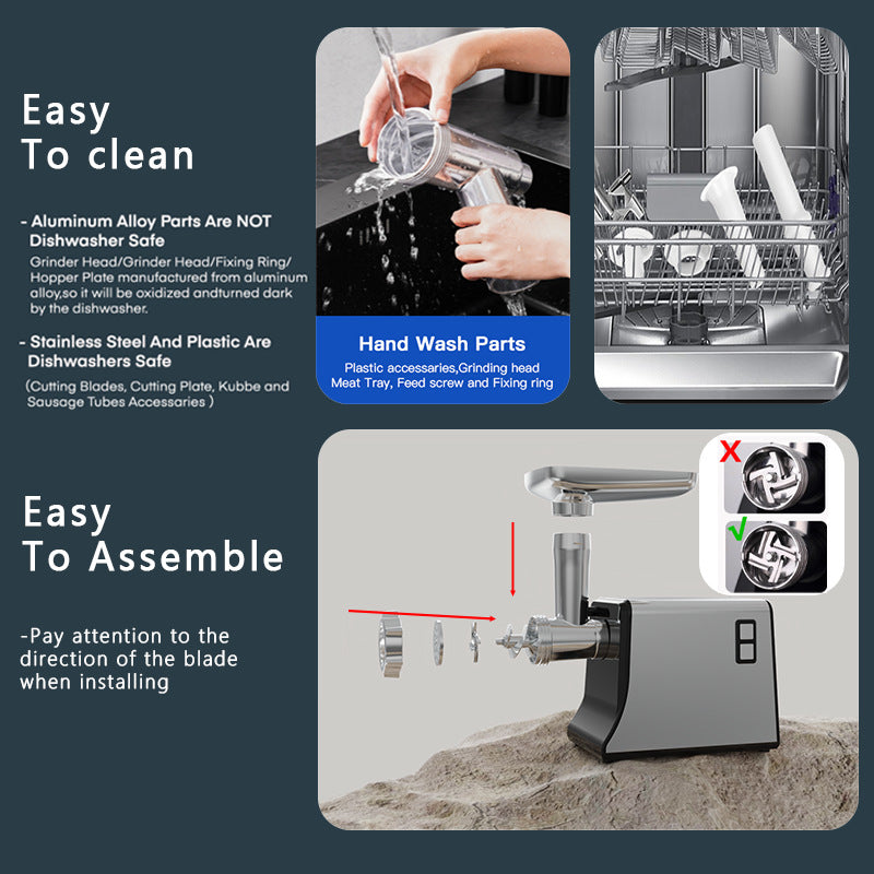 Fully Automatic Stainless Steel Electric Meat Grinder for Home Kitchen