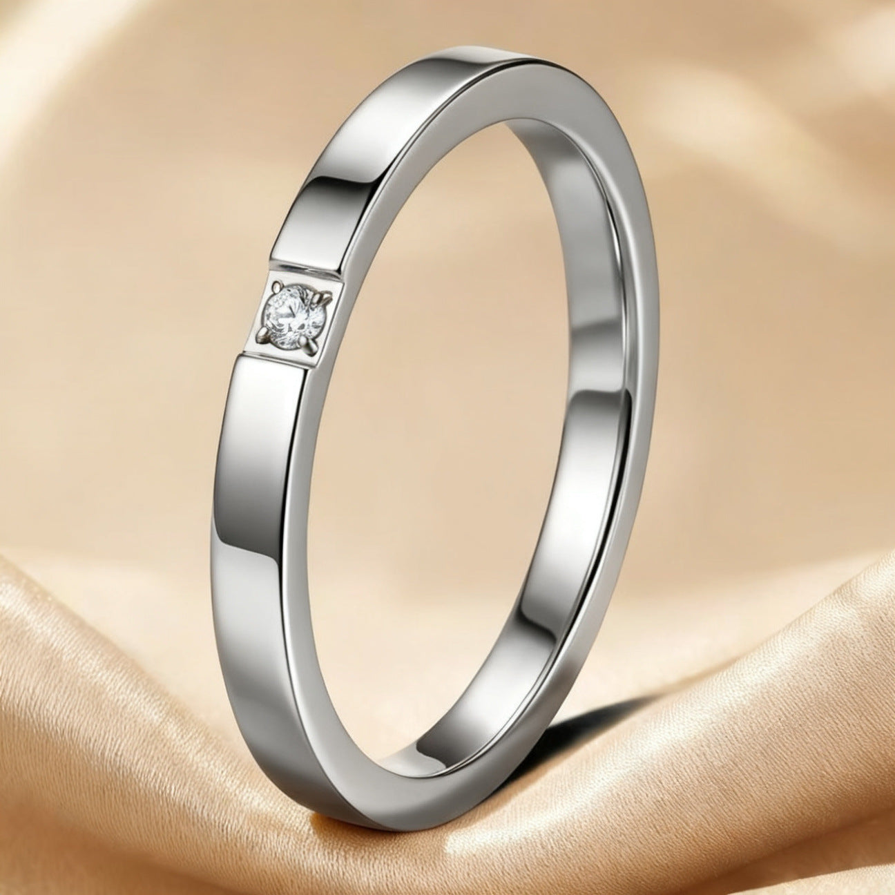 Stainless steel ring with diamonds, titanium steel ring