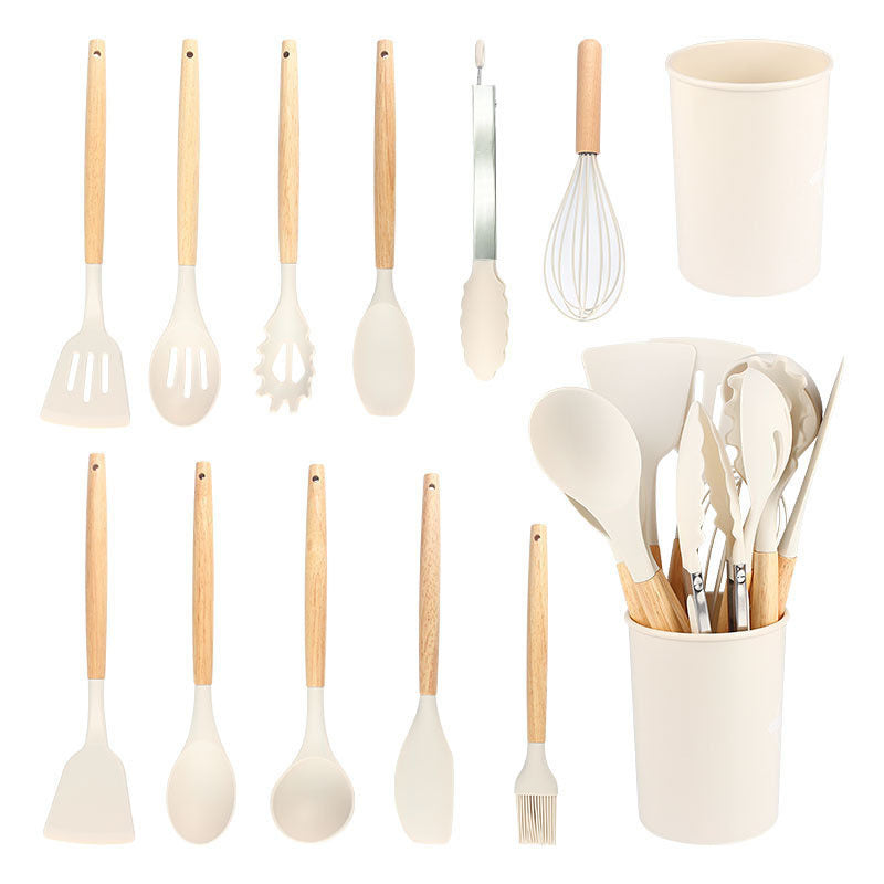 Wooden Handle Silicone Kitchen Utensil Set
