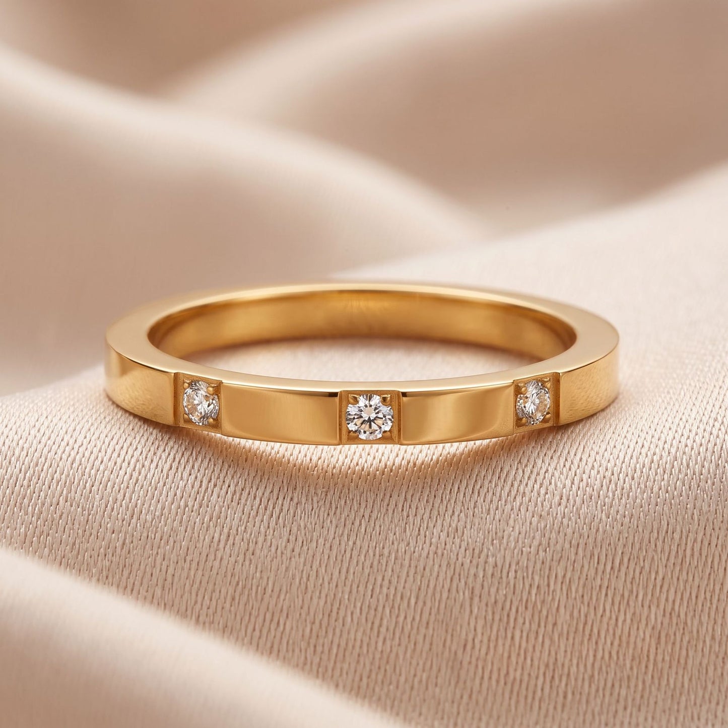Stainless steel ring with diamonds, titanium steel ring