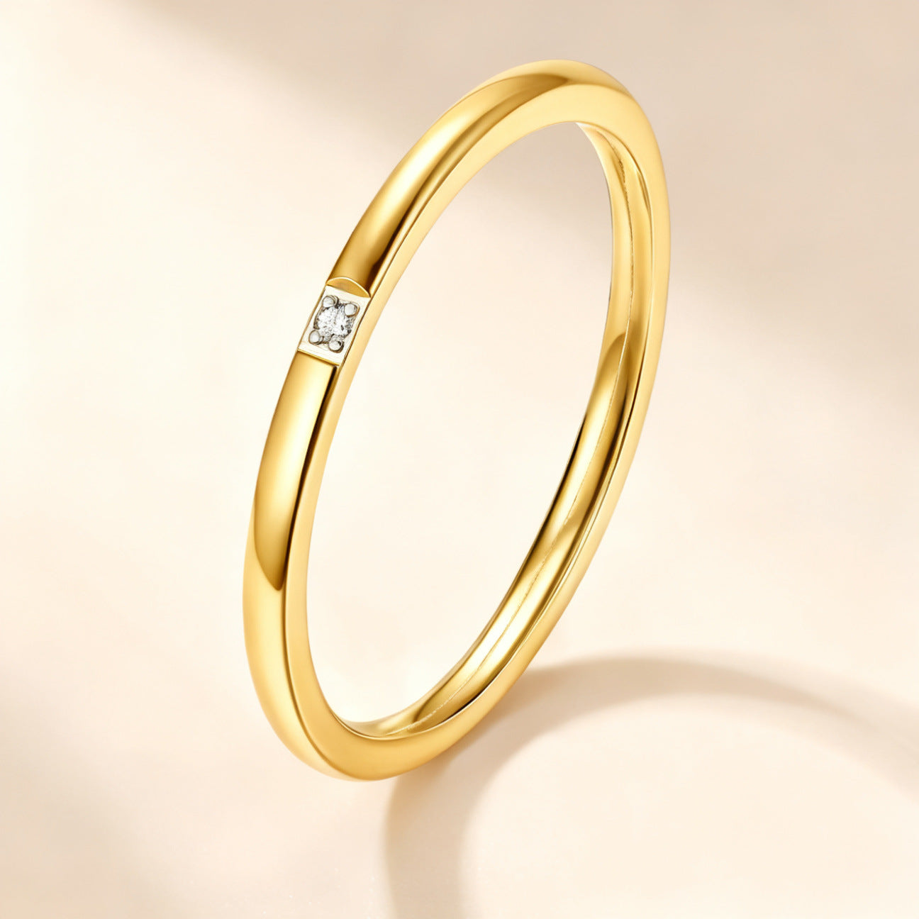 Stainless steel ring with diamonds, titanium steel ring
