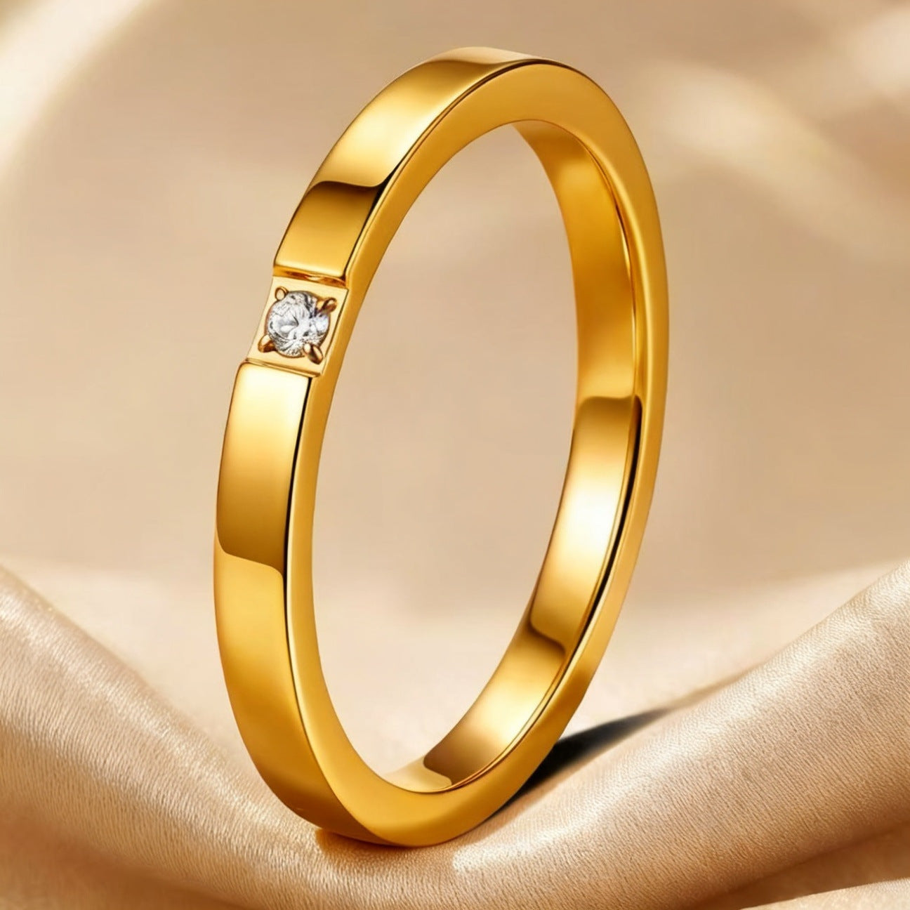 Stainless steel ring with diamonds, titanium steel ring
