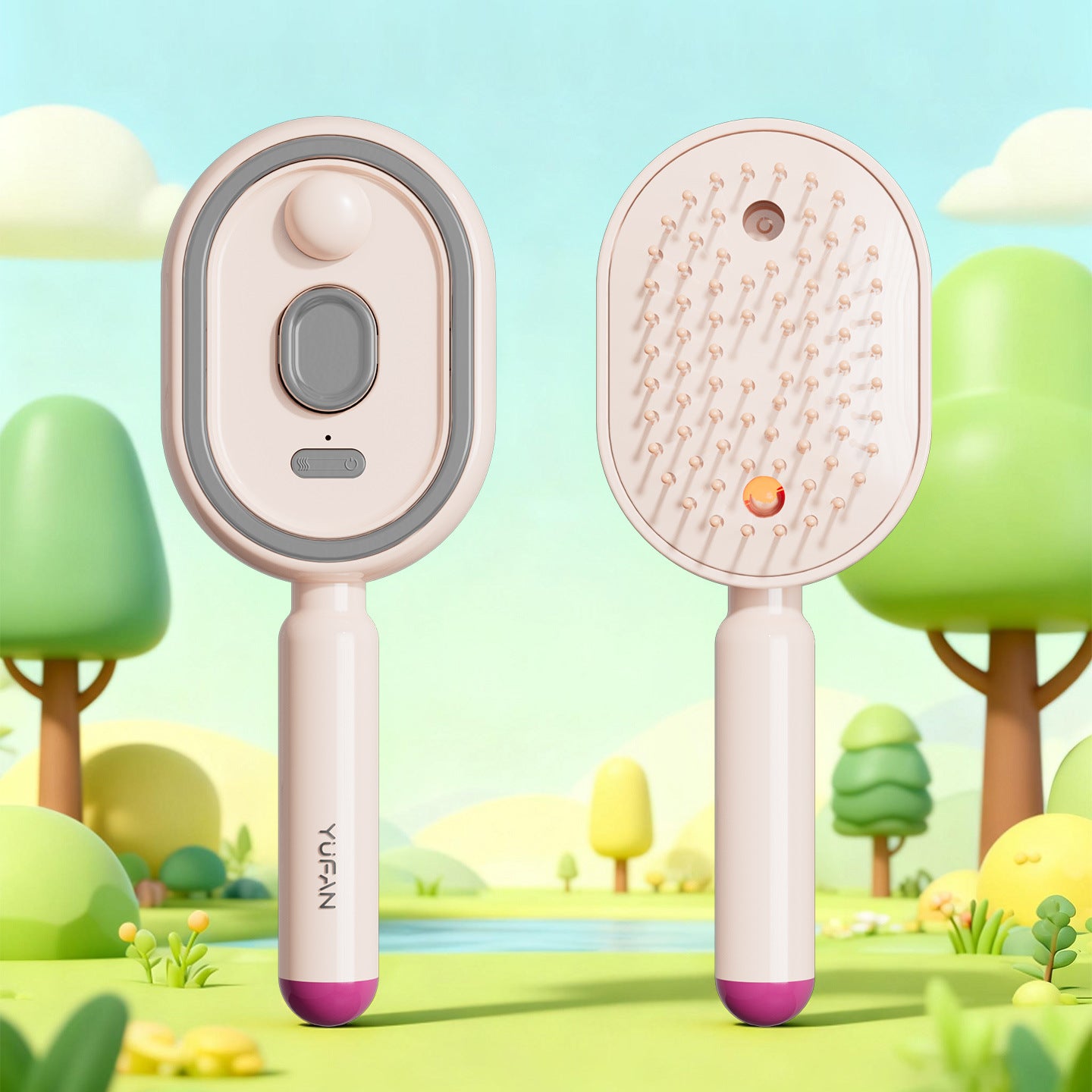 Electric Air Cushion Massage Comb with Mist Spray and Red Light Therapy