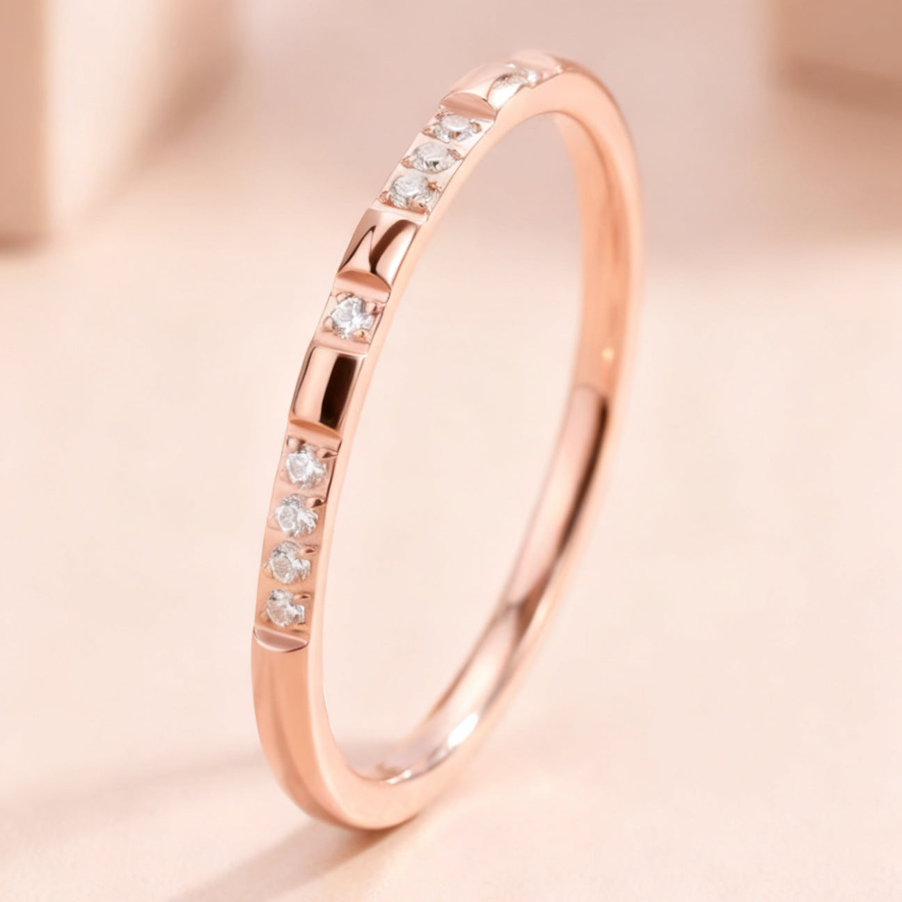 Stainless steel ring with diamonds, titanium steel ring
